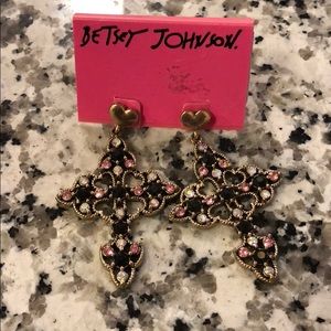 Betsey Johnson cross earrings